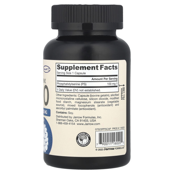 Фосфатидилсерин, Phosphatidylserine, Jarrow Formulas, 100 мг, 120 капсул