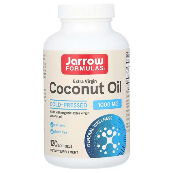 Кокосова олія, Coconut Oil, Jarrow Formulas, 1000 мг, 120 капсул