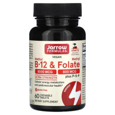 Метил B12 та метилфолат, льодяники, смак вишня, Methyl B-12 & Methyl Folate Jarrow Formulas, 60 льодяників