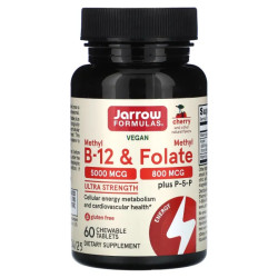 Метил B12 та метилфолат, льодяники, смак вишня, Methyl B-12 & Methyl Folate Jarrow Formulas, 60 льодяників