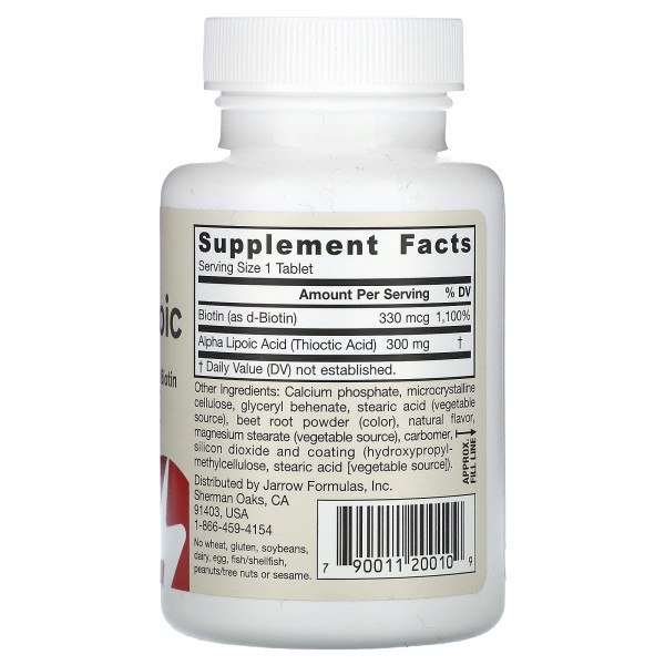Альфа-ліпоєва кислота + Біотин, Alpha Lipoic Acid, Jarrow Formulas, 300 мг, 60таб