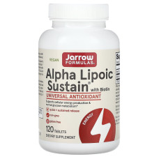 Альфа-липоевая кислота + биотин 300 мг, Jarrow Formulas Alpha Lipoic Sustain, 120 таб.