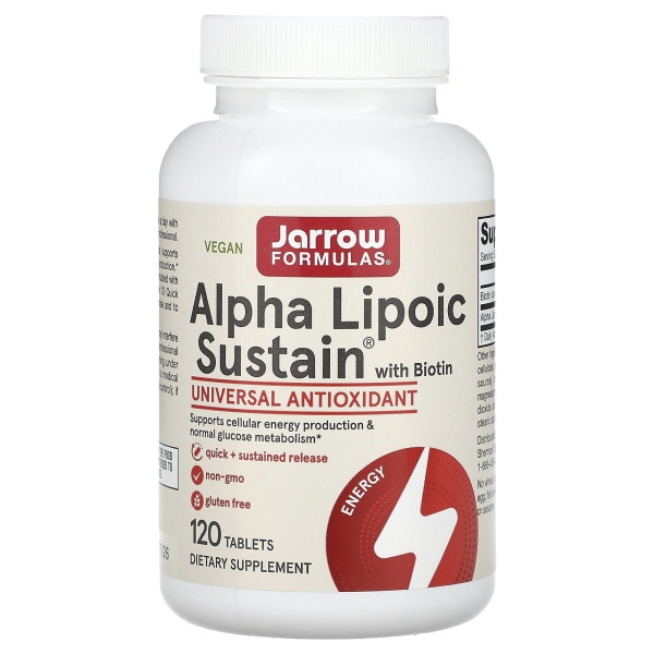 Альфа-ліпоєва кислота + біотин, Alpha Lipoic Sustain, Jarrow Formulas, 300 мг, 120таб.
