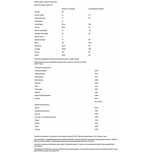 Сироватковий протеїн, ваніль, Whey Protein, Jarrow Formulas, 908 г