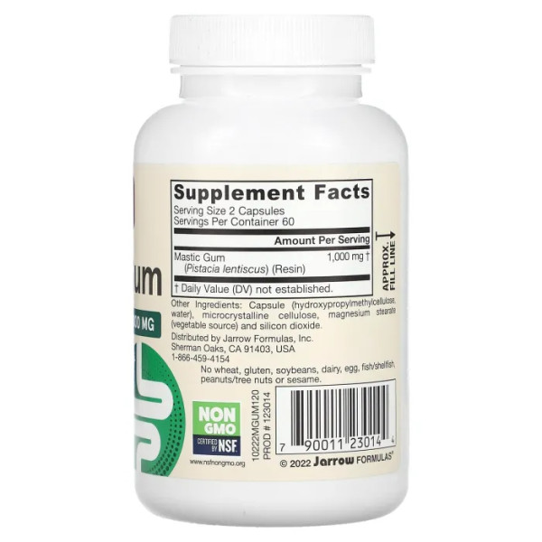 Смола мастикового дерева, Mastic Gum, Jarrow Formulas, 500 мг, 120 капсул