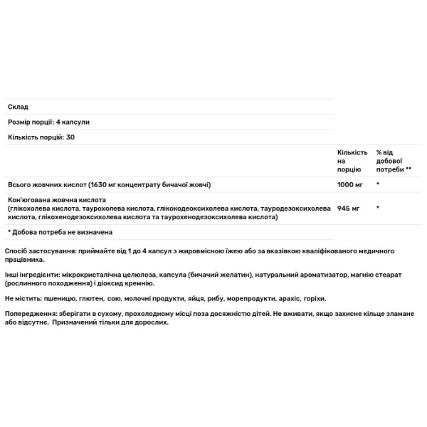 Бича жовч, екстракт, Bile Acid, Jarrow Formulas, 120 капсул