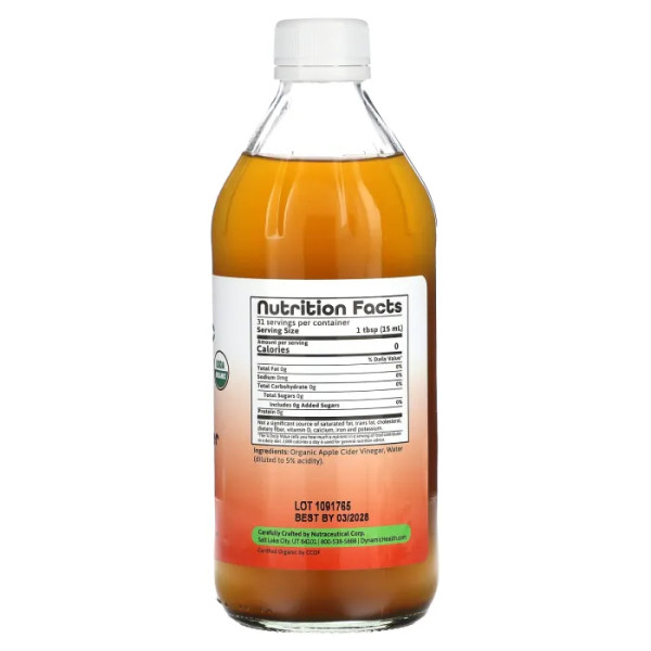 Яблучний оцет з маткою, Organic Raw Apple Cider Vinegar with Mother, Dynamic Health Laboratories, 473 мл