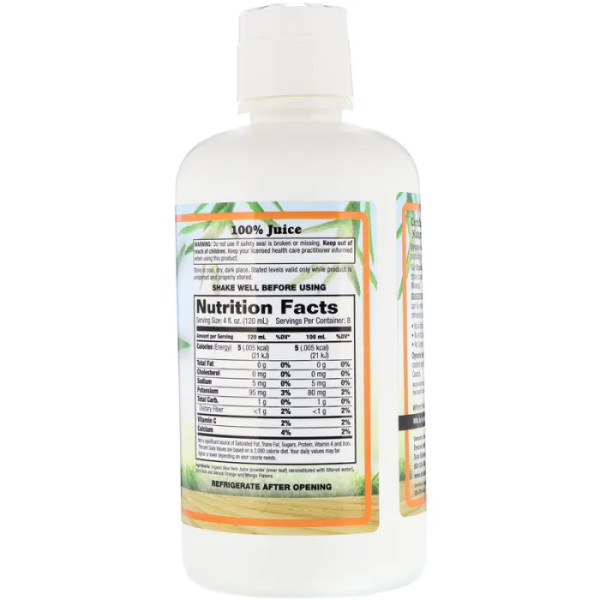 Алое Віра, 100% сік, Aloe Vera, Dynamic Health Laboratories, органічний, апельсин + манго, 946 мл