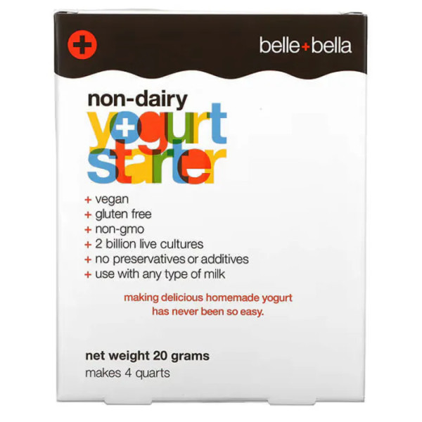 Закваска для йогурту немолочна, Non-Dairy Yogurt Starter, Belle+Bella, 4 пакети по 5 г