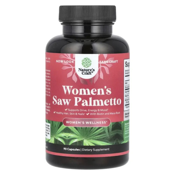 Со Пальметто, Saw Palmetto, Nature's Craft, для жінок, 90 капсул