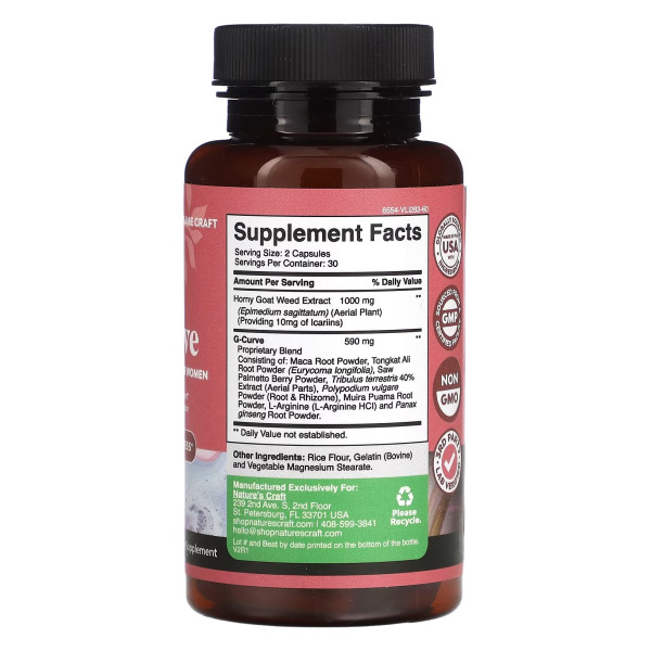 Підтримка настрою та енергії, G-Curve, Nature's Craft, для жінок, 60 капсул
