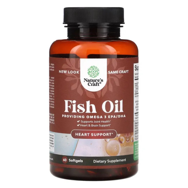 Риб'ячий жир, Omega-3 Fish Oil, Nature's Craft, підтримка серця, 60 гелевих капсул