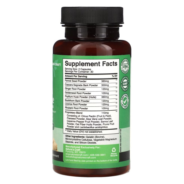 Підтримка травлення, Colon Balance, Nature's Craft, покращений комплекс, 60 капсул