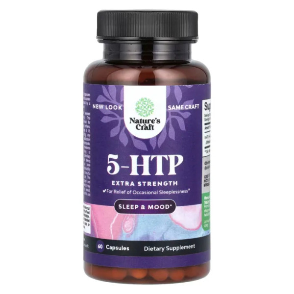 5-HTP (5-гідрокситриптофан), 5-HTP, Nature's Craft, підвищена сила дії, 60 капсул