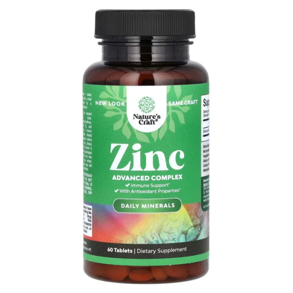 Цинк, Zinc, Nature's Craft, 60 таблеток
