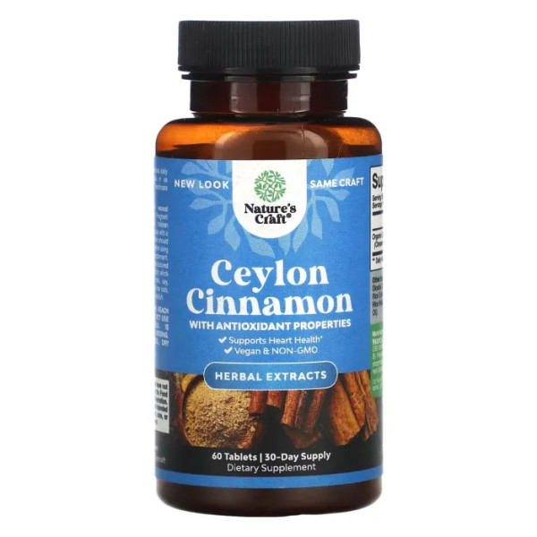 Кориця, Ceylon Cinnamon, Nature's Craft, цейлонська, 60 таблеток