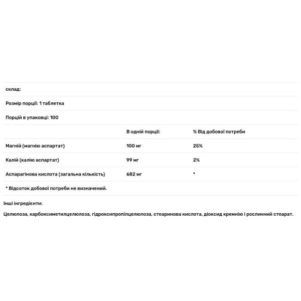 Аспартат магнію і калію, Mg-K Aspartate, Douglas Laboratories, 100 таблеток