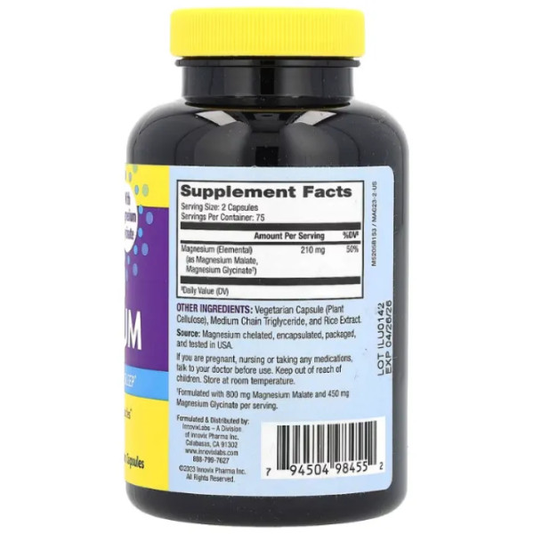 Магній з покращеною рецептурою, Advanced Magnesium, InnovixLabs, 150 веганських капсул