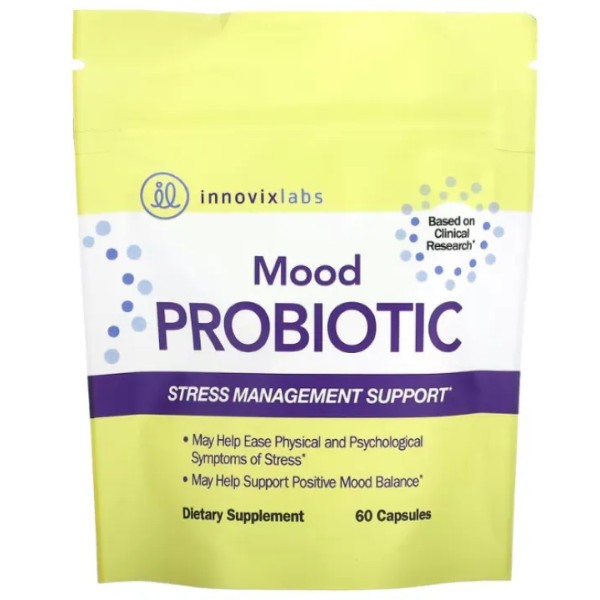 Пробіотик для підтримки настрою, Mood Probiotic, Stress Management Support, InnovixLabs, 60 капсул