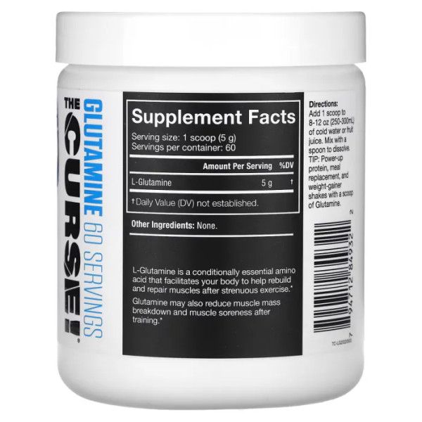 Глютамін, The Curse, Glutamine, JNX Sports, без ароматизаторів, 300 г