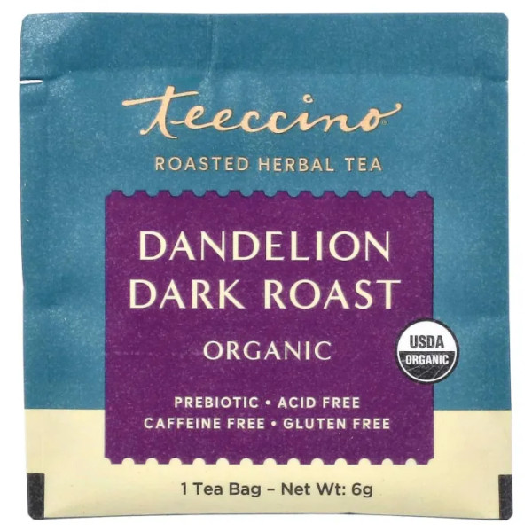 Травяной чай из одуванчика, Herbal Tea, Teeccino, органик, без кофеина, темная обжарка, 10 чайных пакетиков, 60 г
