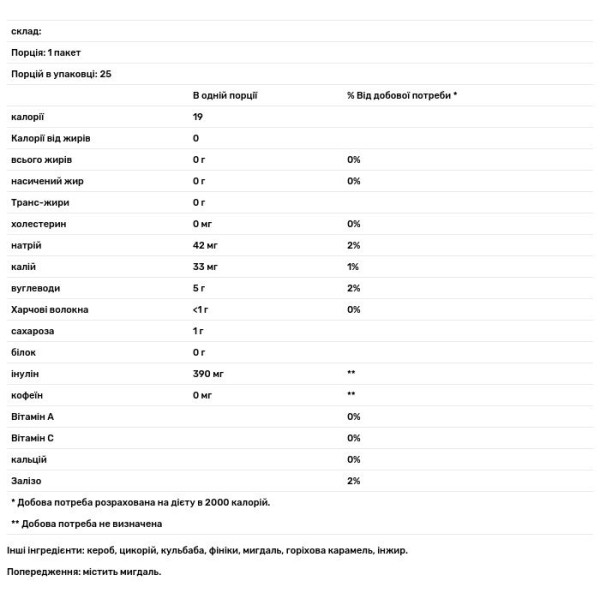 Трав'яний чай, Herbal Tea, Teeccino, без кофеїну, середньої прожарки, з кульбабою, карамеллю та горіхом, 25 чайних пакетиків, 150 г
