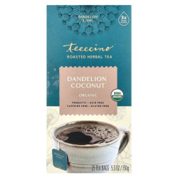 Трав'яний чай без кофеїну Кульбаба та кокос, Roasted Herbal Tea Teeccino, 25 чайних пакетиків, 150 г