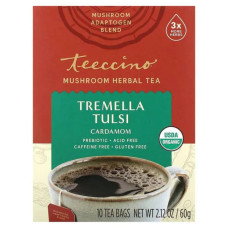 Травяной чай с трутовиком и астрагалом, Mushroom Herbal Tea Teeccino, без кофеина вкус toasted maple, 10 пакетиков, 60 г