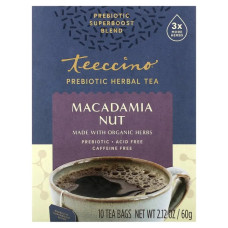 Трав'яний чай, Herbal Tea Teeccino, без кофеїну з пребіотиком смак макадамія, 10 пакетиків, 60 г