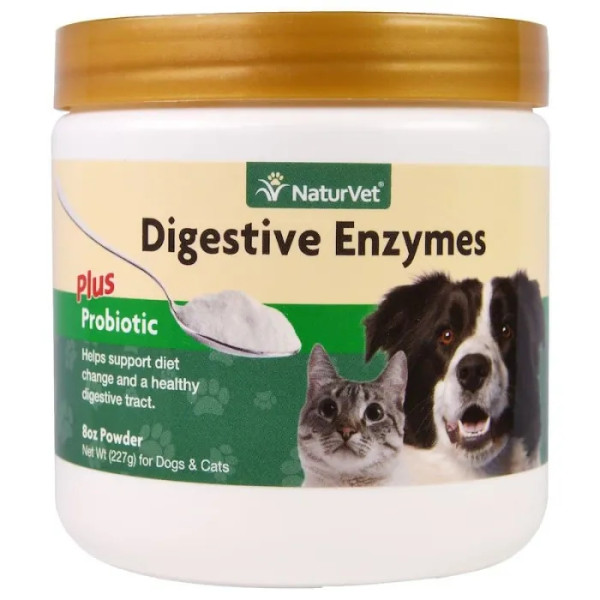 Травні ферменти плюс пробіотик, Digestive Enzymes Plus Probiotic, NaturVet, для собак та кішок, 227 г