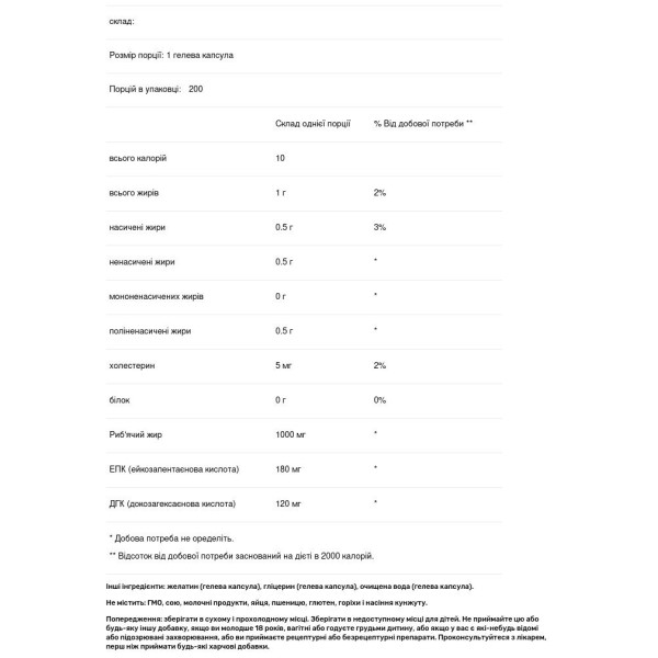 Риб'ячий жир, Fish Oil 18\/12, Hard Rhino, 1000 мг, 200 гелевих капсул