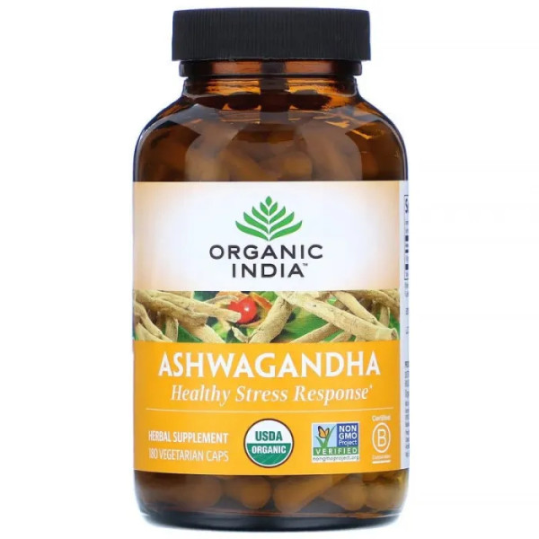 Ашвагандха, Ashwagandha, Organic India, 180 вегетаріанських капсул