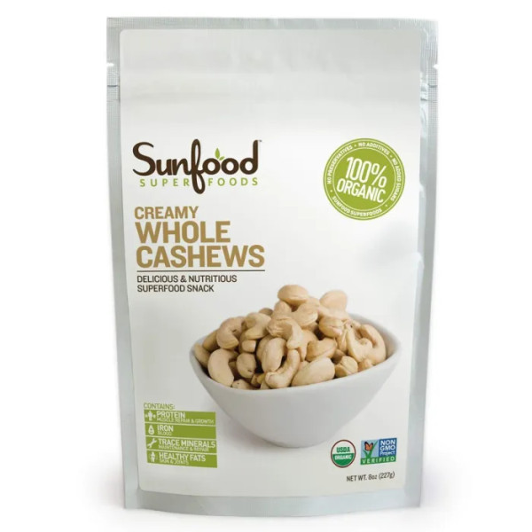 Ніжні горіхи кеш'ю, Cashews, Sunfood, 227 г