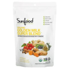 Золотое молоко органический антиоксидантный порошок, Sunfood Organic Golden Milk Super Blend Powder, 168 г