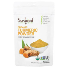 Куркума органическая, Sunfood Organic Turmeric Powder, порошок, 113 г