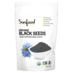 Чорний кмин, Sunfood Organic Black Seeds, насіння, органік, 113 г