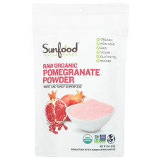 Гранат, Sunfood Raw Organic Pomegranate Powder, необроблений, органік, порошок, 113 г