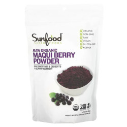 Порошок маки органічний, Sunfood Raw Organic Maqui Berry Powder, 227 г