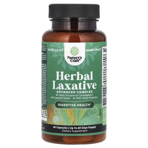 Проносний засіб, Herbal Laxative, Nature's Craft, трав'яний, 60 капсул