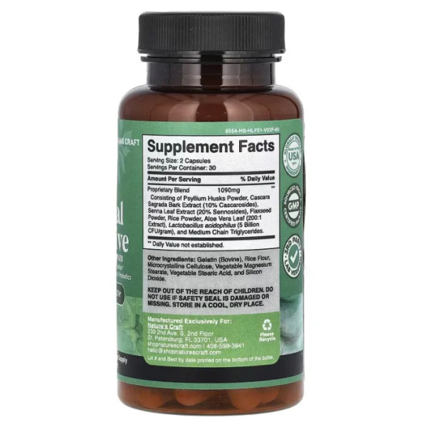 Проносний засіб, Herbal Laxative, Nature's Craft, трав'яний, 60 капсул