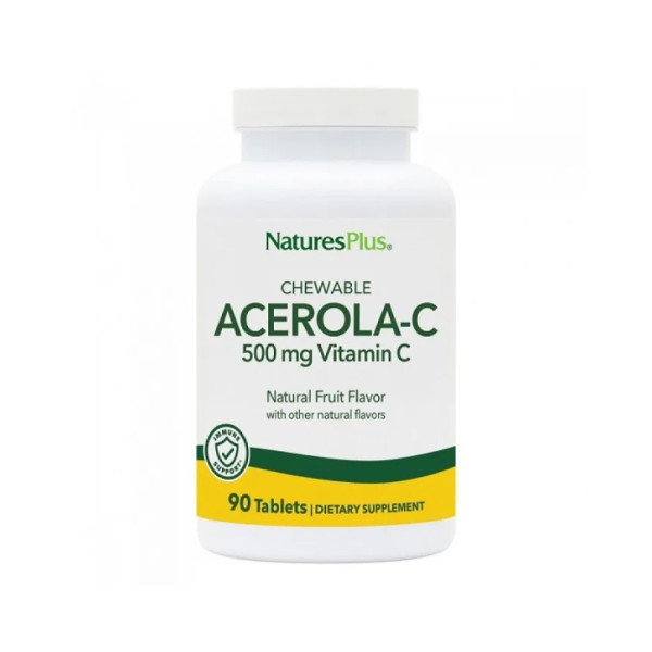 Вітамін С жувальний (ацерола-с), Chewable Acerola-C, Nature's Plus, з биофлавоноїдами, 500 мг, 90 таблеток