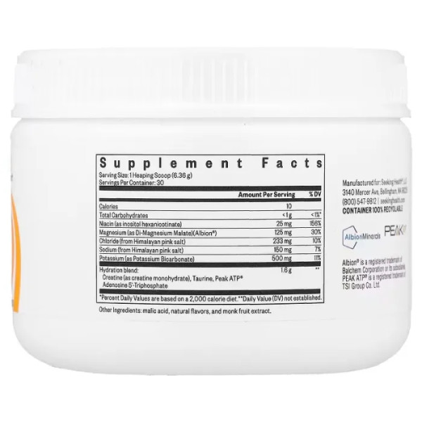 Електроліти, Optimal Electrolyte, Seeking Health, смак апельсина, 177,3 г