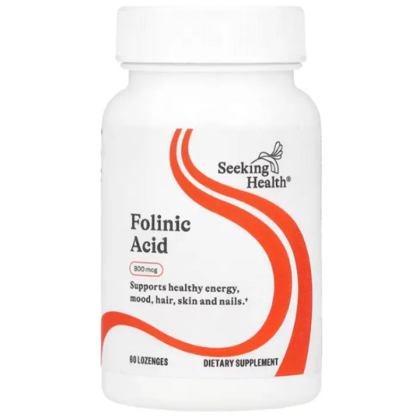 Фолінова кислота, Folinic Acid, Seeking Health, 800 мкг (1,360 мкг ДФЕ), 60 пастилок