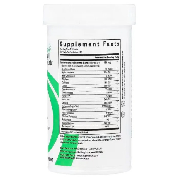 Травні ферменти, Digestive Enzymes Chewable, Seeking Health, 60 жувальних таблеток