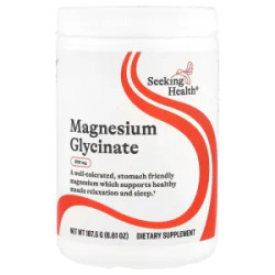 Магний глицинат 200 мг, Magnesium Glycinate Powder Seeking Health, порошок, 187,5 г
