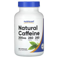 Натуральний кофеїн 200 мг, Nutricost Natural Caffeine, 250 капсул