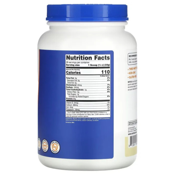 Казеїновий протеїн, Casein Protein, Nutricost, зі смаком ванілі, 907 г