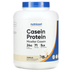 Казеиновый протеин, Casein Protein Nutricost, вкус ванили, 2268 г