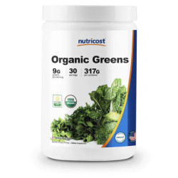 Зеленая смесь органик, со вкусом ягоды, Organic Greens Nutricost, 317 г