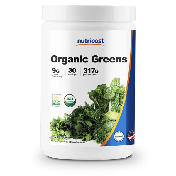 Зелена їжа, Organic Greens, Nutricost, порошок, ягоди, 317 г